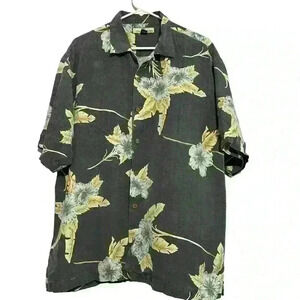 Tommy Bahama 100% Silk Hawaiian Floral Button Down Shirt. Men’s Size Large